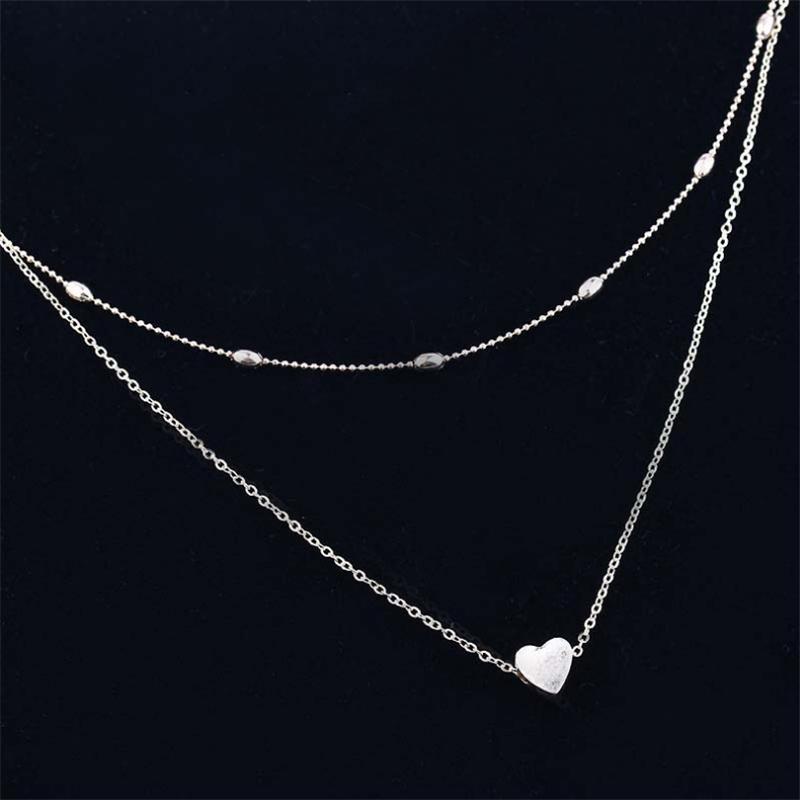 Simple Bohemia Gold Silver color heart Bead Multilayer Necklace 2020 Pendant Necklace Gift for Girl Women