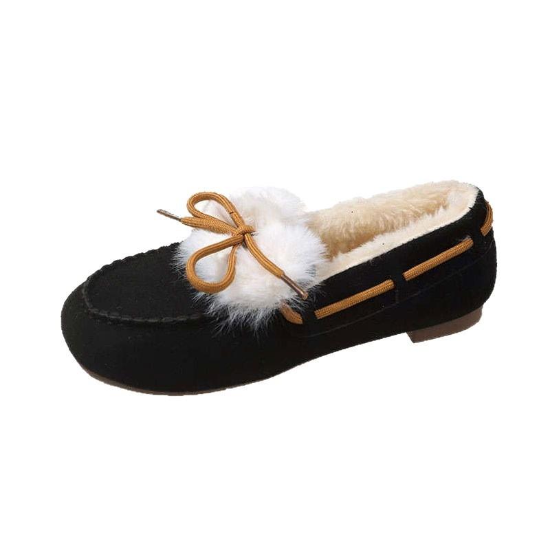 Autumn and winter velvet warm outer wear cotton shoes fluffy shoes women's thick-soled retro new huge comfortable soft-soled beanie shoes women