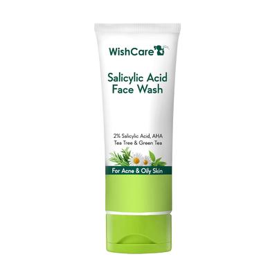 WishCare 2% Salicylic Acid Face Wash 100ml for Oily & Acne Prone Skin with AHA Green Tea Chamomile