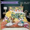 Diddl Pattern Bedding Uilt Set Uilt Cover Pillowcase Home Decoration Birthday Gift (1 * Duvet Cover + 2 * Pillowcase  Without Core)