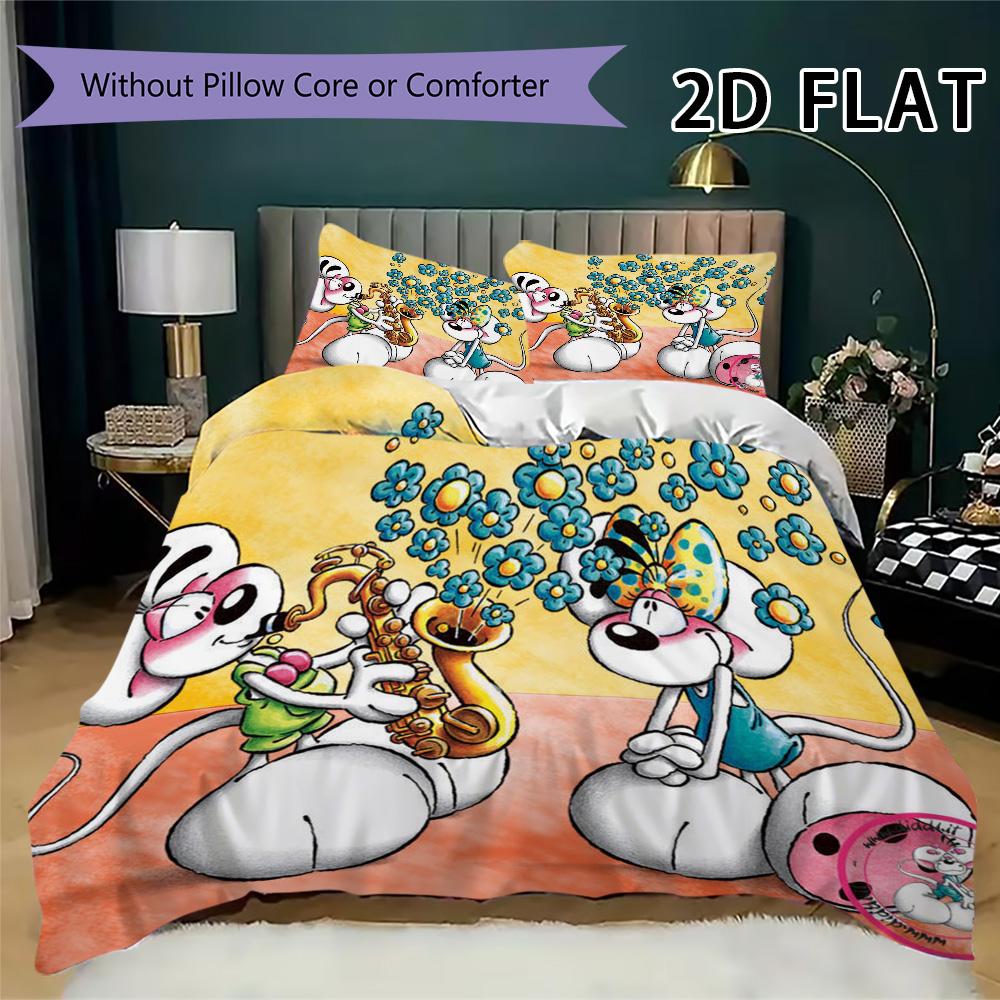 Diddl Pattern Bedding Uilt Set Uilt Cover Pillowcase Home Decoration Birthday Gift (1 * Duvet Cover + 2 * Pillowcase Without Core)