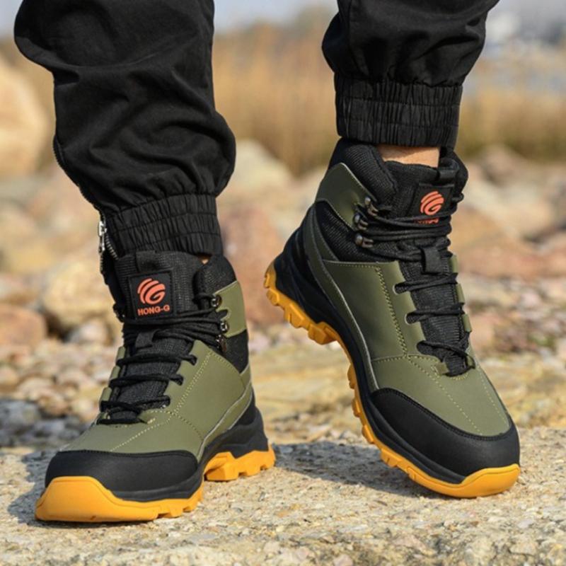 Fashion Waterproof Safety Boots Men Steel Toe Work Boots Anti-smash Stab-resistant Indestructible Protective Shoes Comfortable Mens Boot