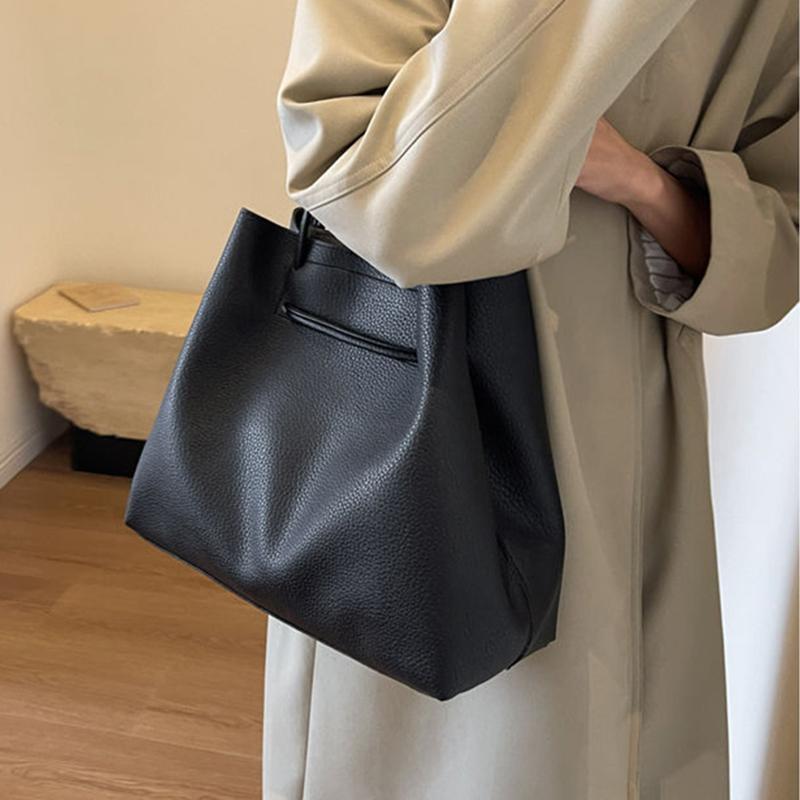 Yogodlns Vysoce kvalitní velkokapacitní taška typu bucket pro ženu, nová módní texturovaná ruční taška přes rameno pro každodenní nošení do práce a z práce, podpažní taška tote