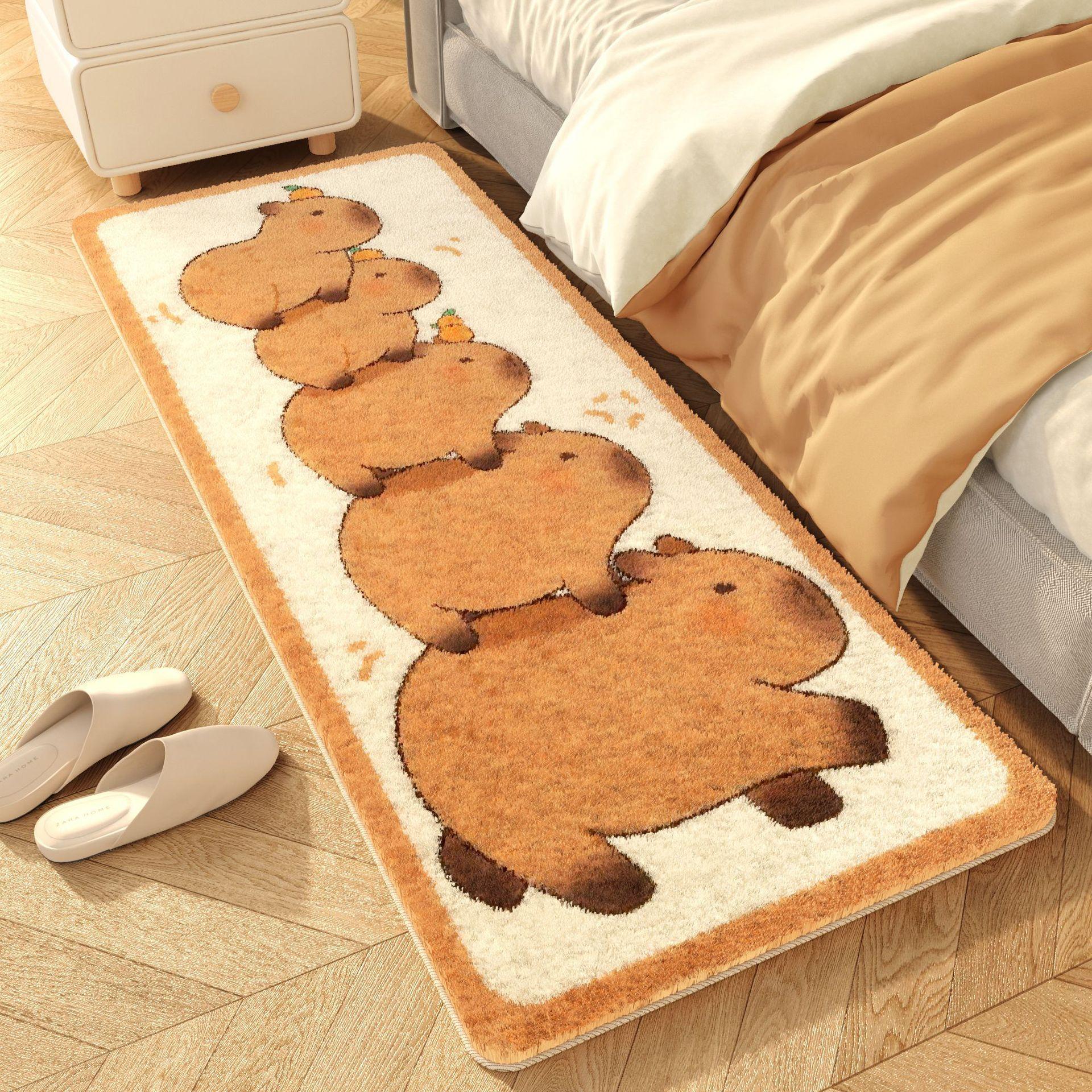 

Милый прикроватный кашемировый ковер Capibara Имитация кашемира Напольный коврик Аниме Ковер 80*160cm