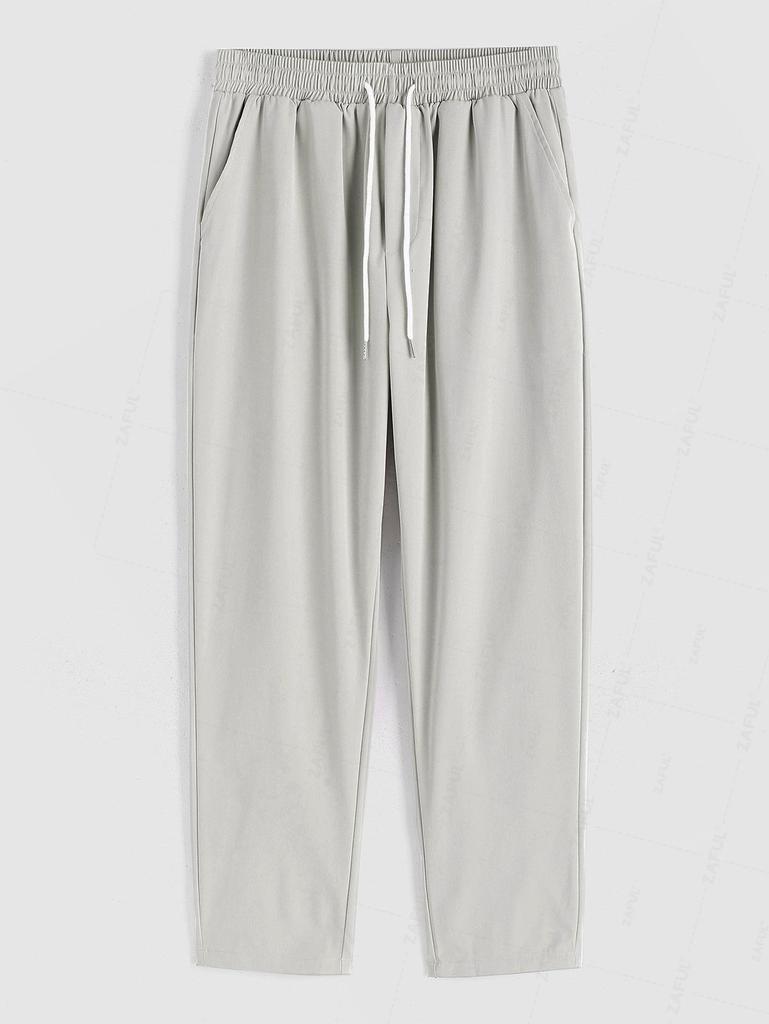 ZAFUL Men's Solid Color Beam Feet Drawstring Casual Pants