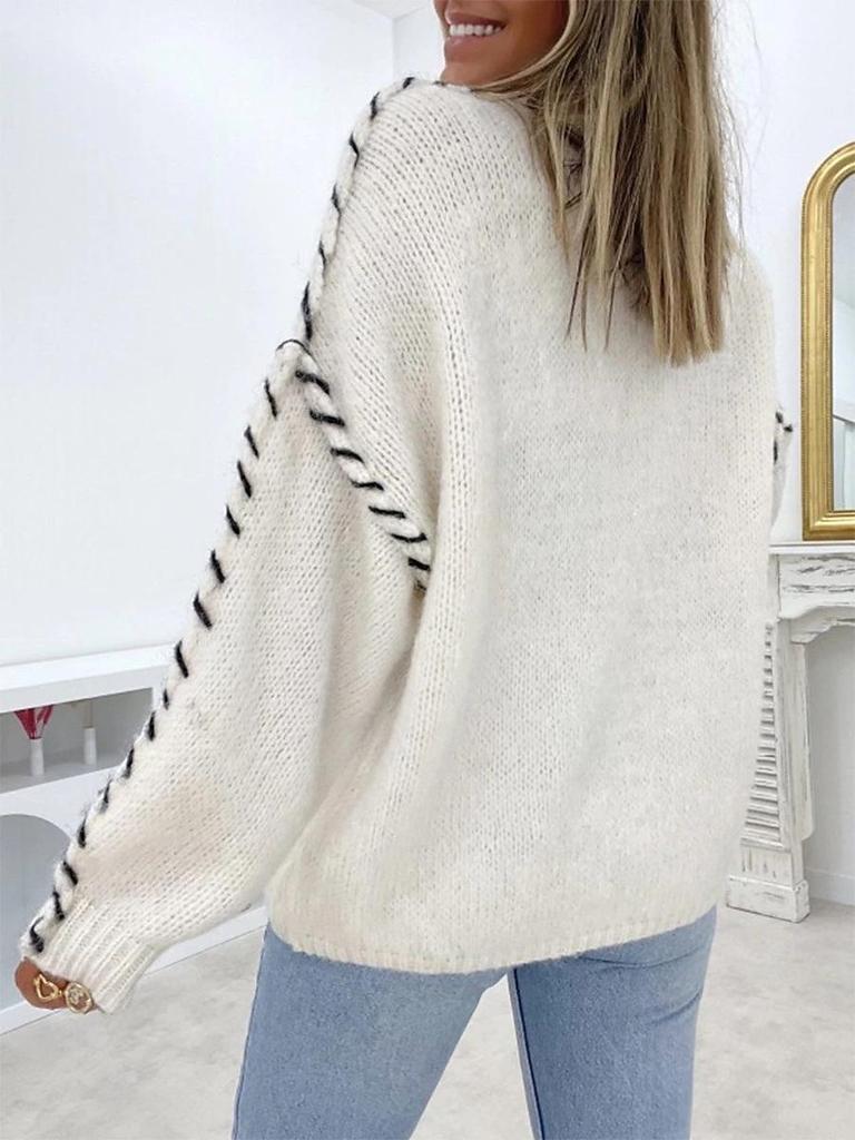 Yangyang Women's Autumn/Winter Ribbed Round Neck Loose Knit Sweater