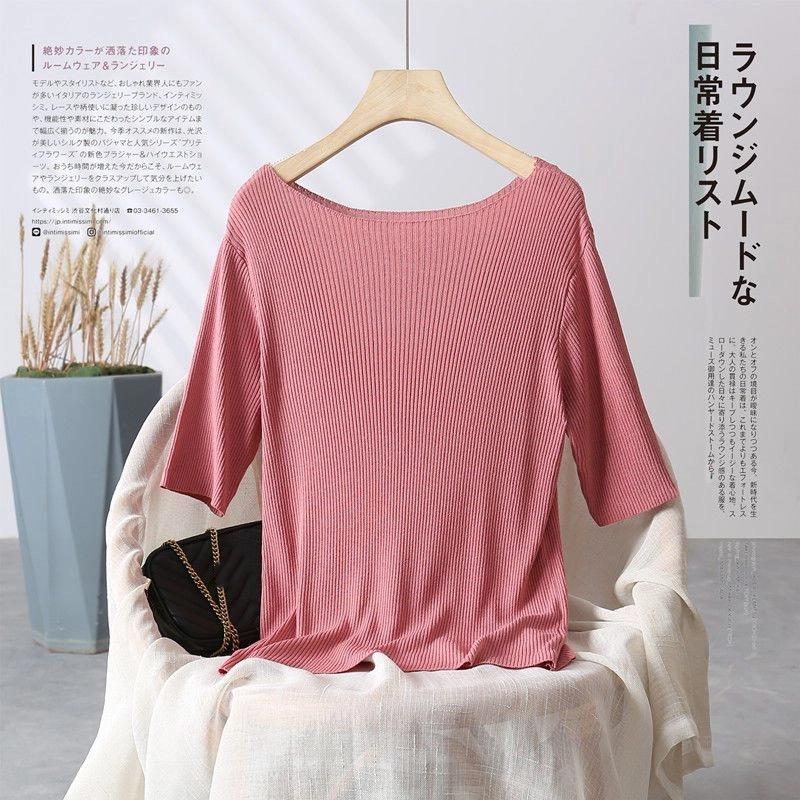 

Женская однотонная повседневная удобная футболка из ледяного шелка, новая, свободная, драпирующаяся, с коротким рукавом, однотонная, модная, ленивая, трендовая, повседневная S розовый