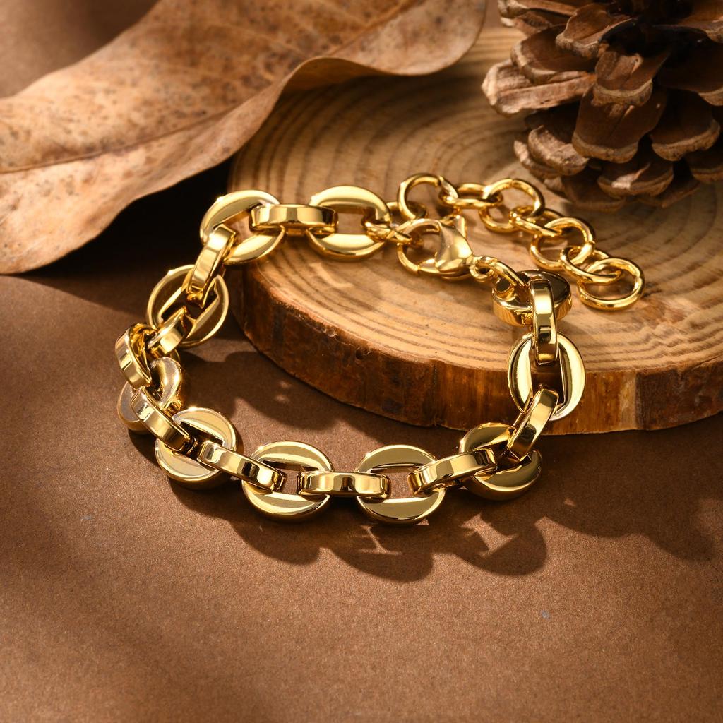 Stainless Steel Geometry Charm Bracelet for Women Girls,Trendy Twist Chain/Handmade Chain Bracelets,Fashion Jewelry Gifts