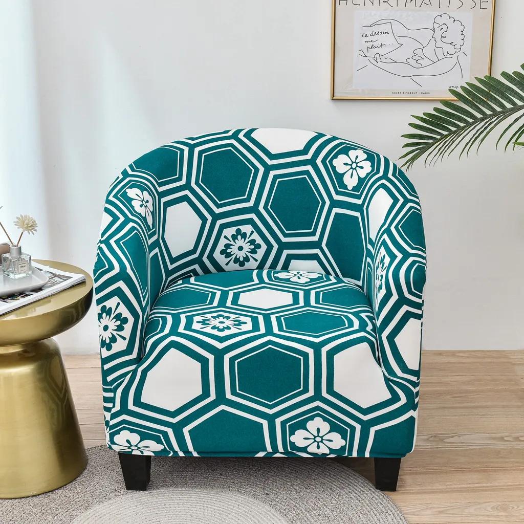 Tub Sofa Cover Stretch Sofa Club Chair Cover Elastic Study Printed  Armrest  Chair Cover for Bar