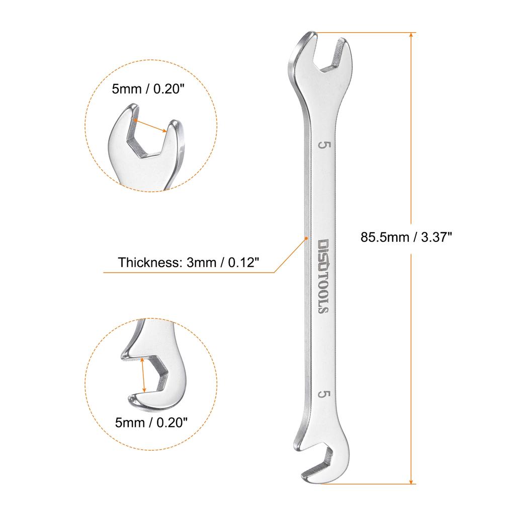 Uxcell Super-Thin Open End Wrench 5mm-11mm Metric Double Open-End Wrench with 15°and 75° Angled for Auto Repairs Home Projects