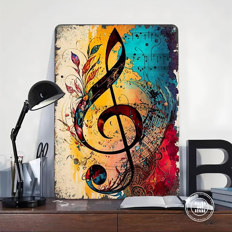 Musical Staff Notes Metal Poster Customized Wall Art Retro Vintage Tinplate Signs for Interior Decoration Living Room Decor Men