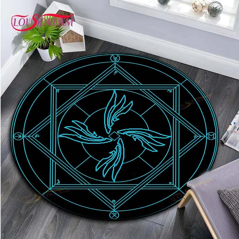 Cartoon Magische Cirkel Tapijt Huis Decoratief Rond Tapijt Zacht Mode Vloerkleden Slaapkamer Antislip Vloermat Stoelmat Boos Tapijt