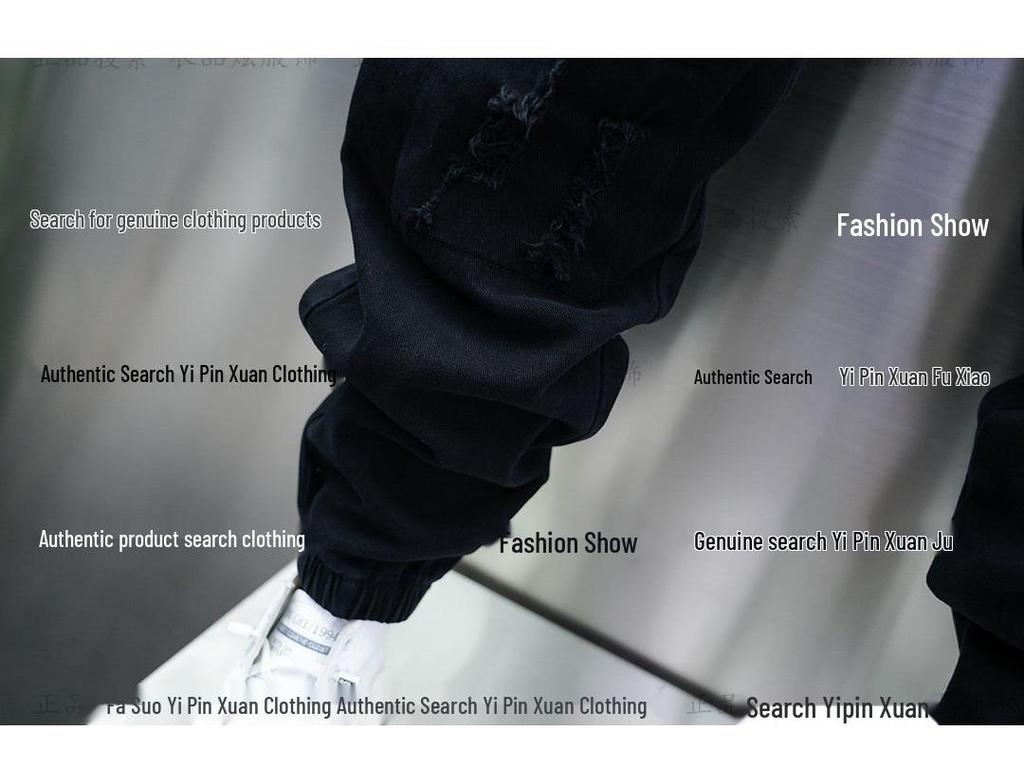 Trendy Men's Spring/Summer Elastic Casual Zipper Ripped Skinny Joggers Harajuku Long Pants