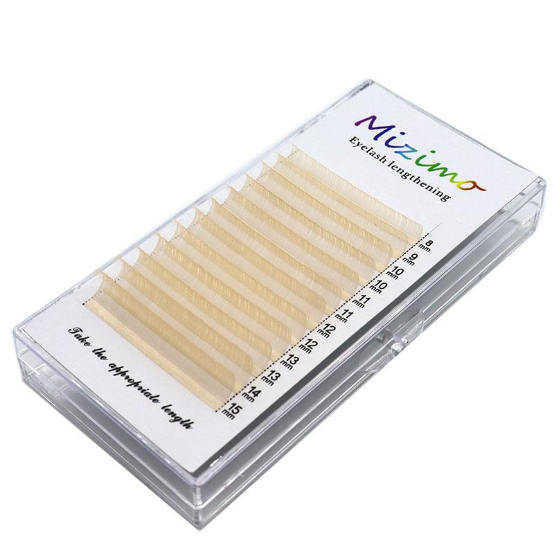 MIZIMO Color Одинарные привитые накладные ресницы, бежевые инструменты для макияжа глаз, натуральное наращивание, эффектные ресницы для макияжа. MIX(8-15)mm--0.07mm--C бежевый