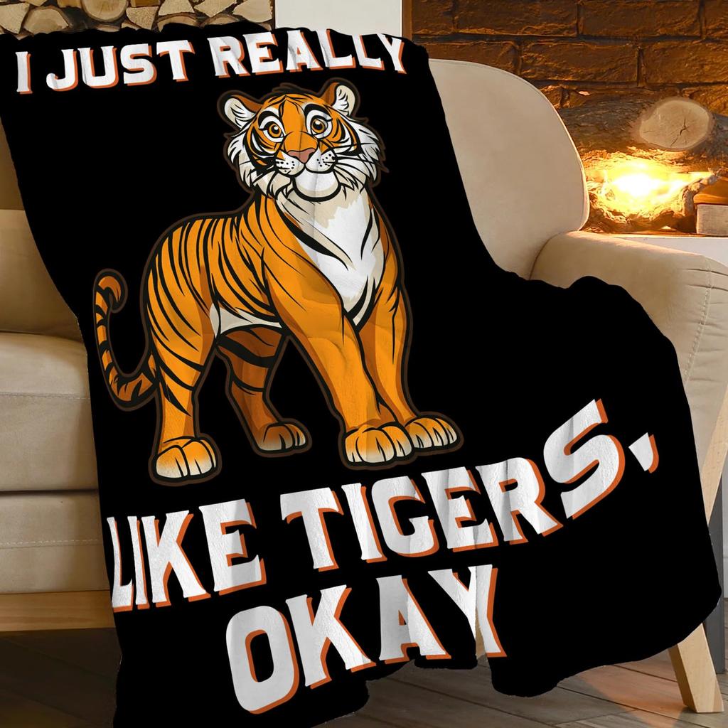 Tiger Blanket Wild Animal Flannel Throw Blanket Soft Comfy Lightweight Cozy Plush Fuzzy Warm Blanket for Home Couch Bed Sofa