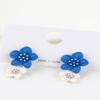 Women's Blue White Flower Double Drop Earrings