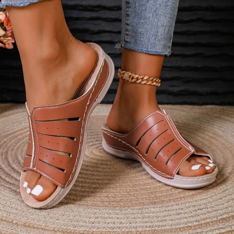 2025 Summer Basic Women's Slippers Open Toe Casual Slippers Women New Outdoor Plus Size Best Seller Flat SlippersZapatos