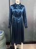 European & American Style Solid Color A-line Long Sleeve Autumn Dress