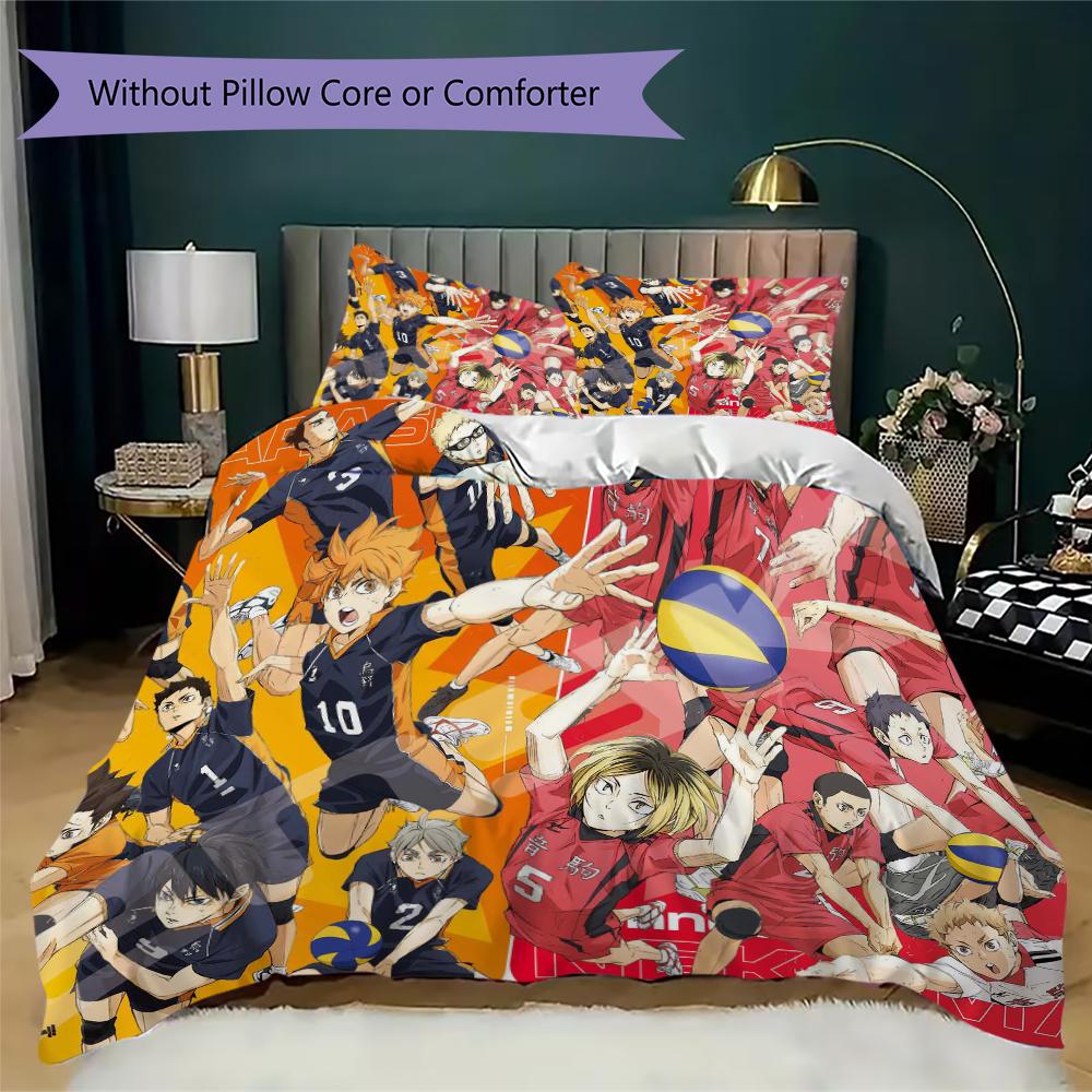 Haikyu!! Pattern Bedding Uilt Set Uilt Cover Pillowcase Home Decoration Birthday Gift (1 * Duvet Cover + 2 * Pillowcase Without Core)