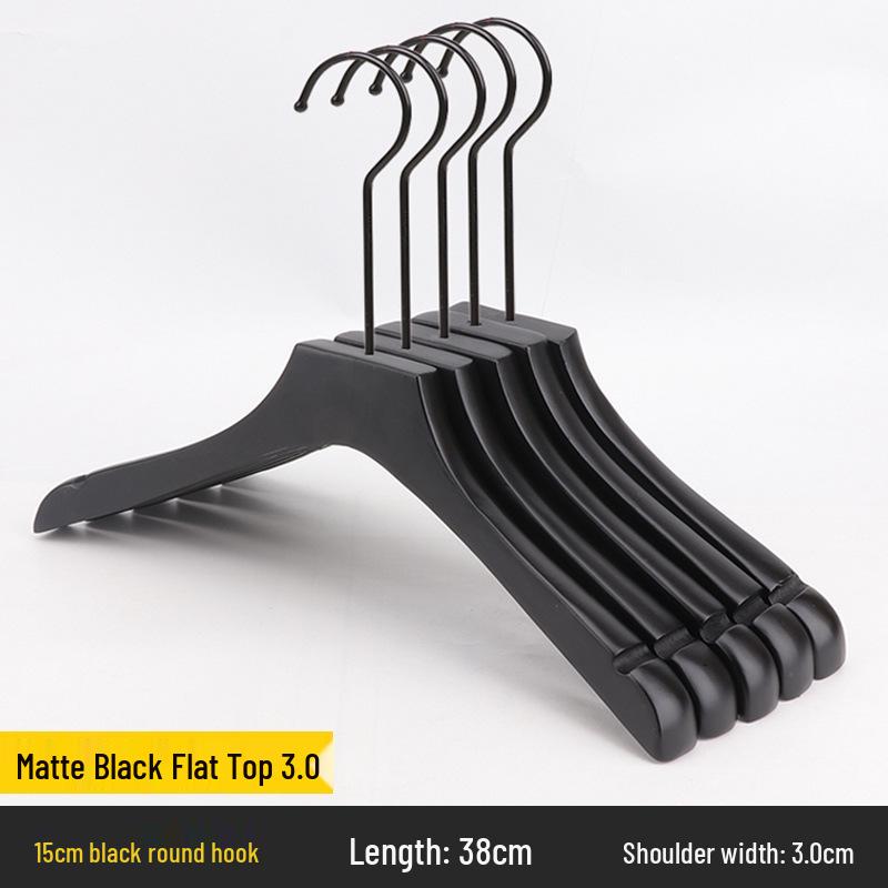 Women's Clothing & Children's Store Non-slip Solid Wood Hangers - Pure Black Trouser & Clothes Hangers