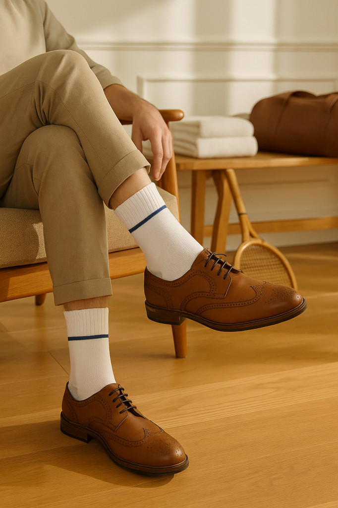 Herren-Sportsocken bis zur Wade, gestreift, atmungsaktiv, Baumwollsocken, lässige Socken, Lot