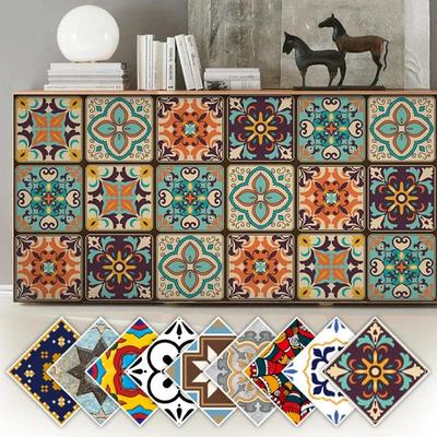 10 Stück Mandala Stil Kristall Hartfliesen Keramik Wandaufkleber Küche Kleiderschrank Heimdekor Kunst Wandbild Abziehen & Aufkleben Wandtattoos