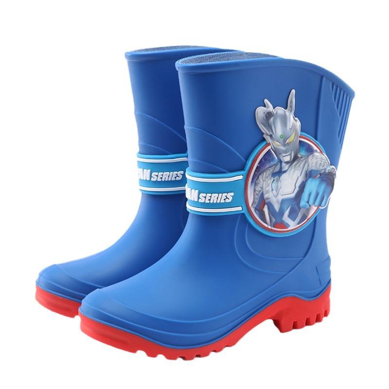 Neue Sommer High-Top Ultraman Gummistiefel, Tiga und Zeta Cartoon Wasserdichte Schuhe für ältere Kinder und Jungen, Schlupfschuhe
