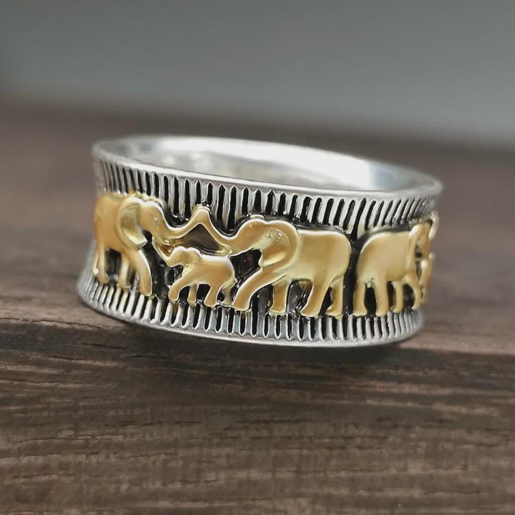 Retro Elefant Zweifarbige Vergoldete Ringe: Trendiger und einzigartiger Paarschmuck