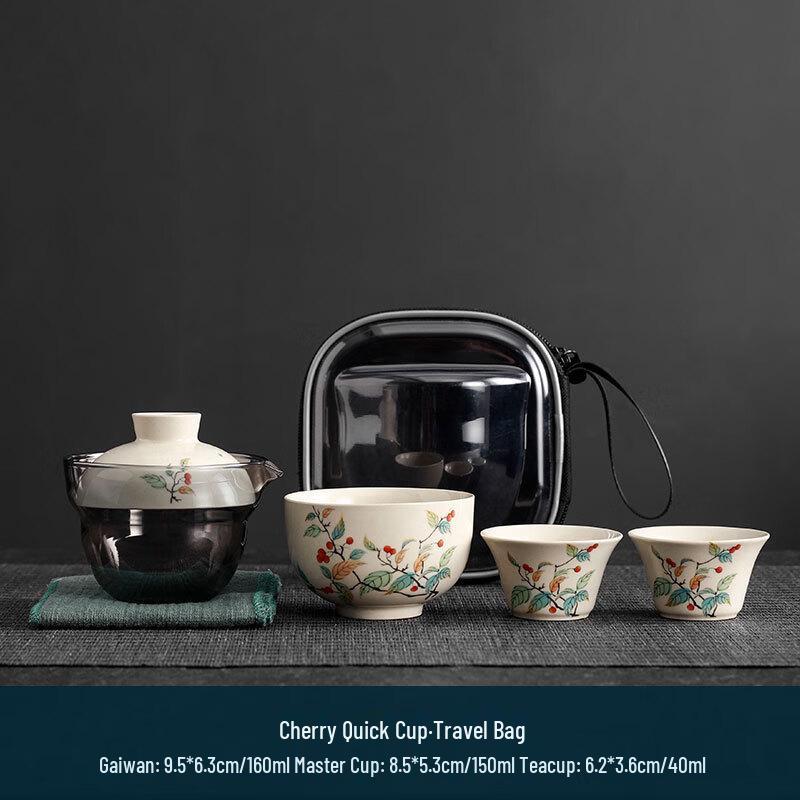 Hand-painted Ash Ceramic Portable Travel Tea Set