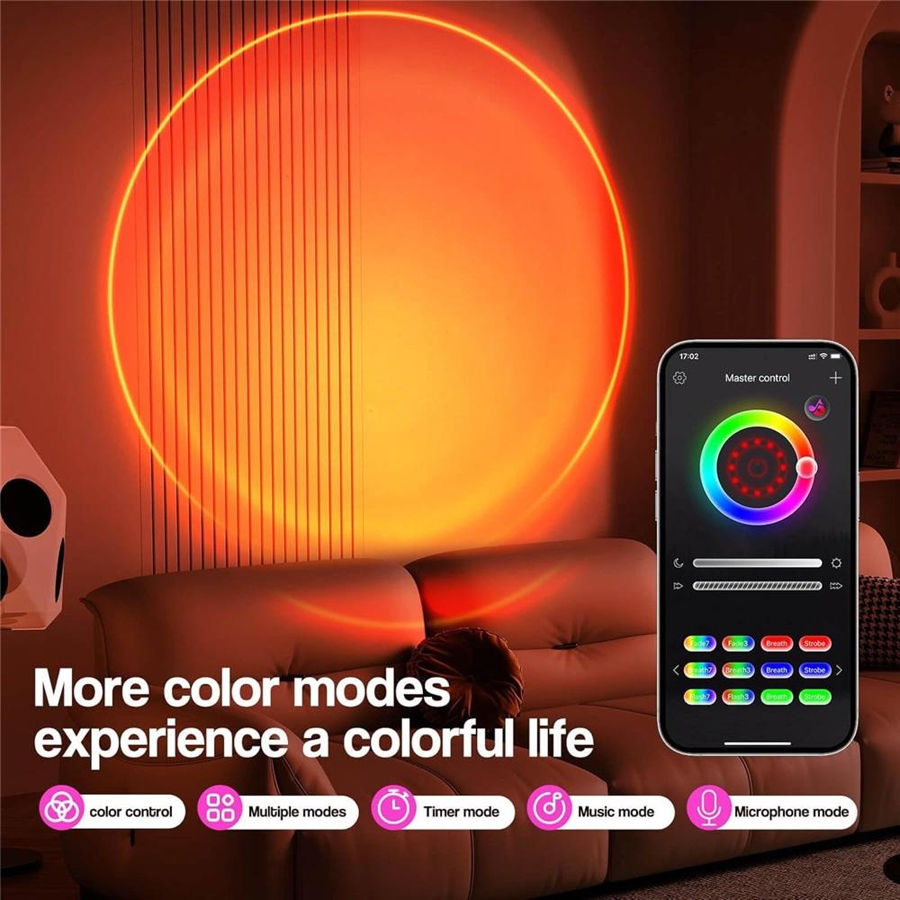 Sunset Lamp Projection - 16 Colors | Sunset Lamp Multicolor with 24-Key Remote - USB Interface - Color Changing and Gradient Modes