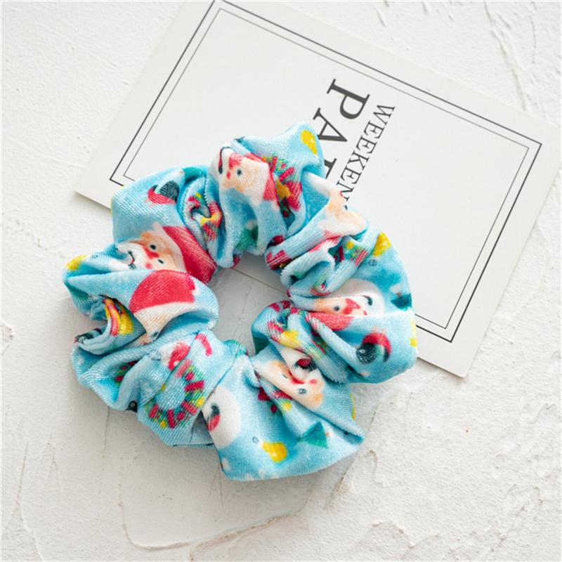 30pcs  Women Hair Scrunchies Christmas Print Corduroy Cloth Hairbands Lady Girls Ponytail Hair Ties Accessories