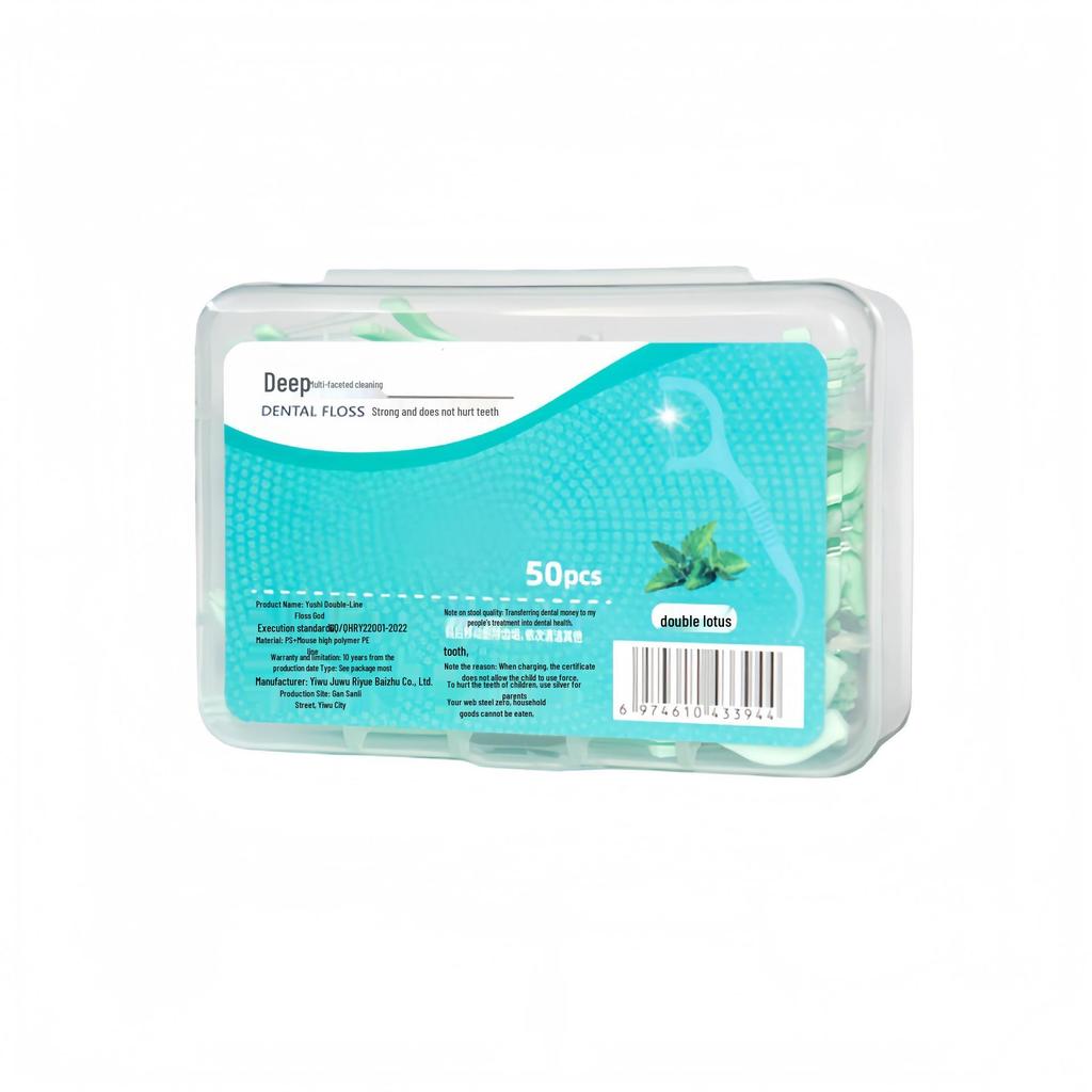 Mint Dual-Line Dental Floss Picks - Family Pack, Portable & Disposable