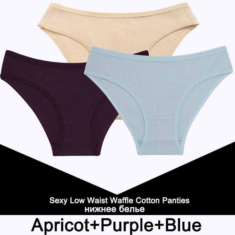 3PCS/Set Damen Waffel Baumwolle Slips Sexy Dessous Damen Unterwäsche Unterhose Slips Mädchen Einfarbige Intime Slips Für Frau