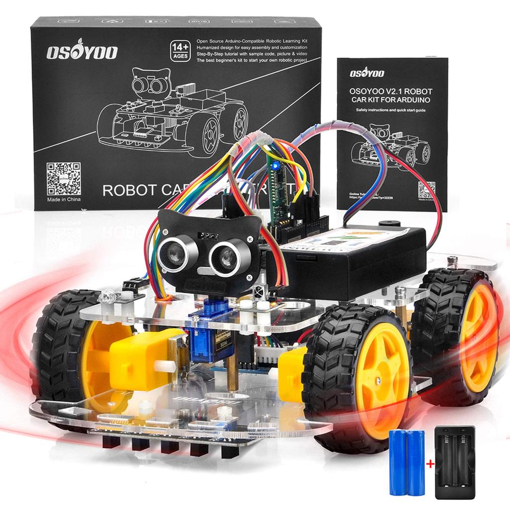 OSOYOO Arduino UNO Multifunktionales Bildungs-Roboterauto mit Fernbedienung und App für und Lernen Elektrische Robotik Programmieren Starter Elektronik-Kit