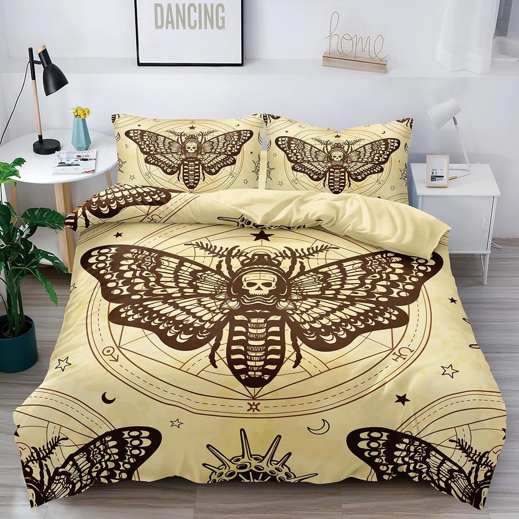 Large 3D Skull Duvet Cover Halloween Bedding Set Spooky Bedding Set For Boys Horror Gothic Bedroom Decor 3 Piece Set No Quilt