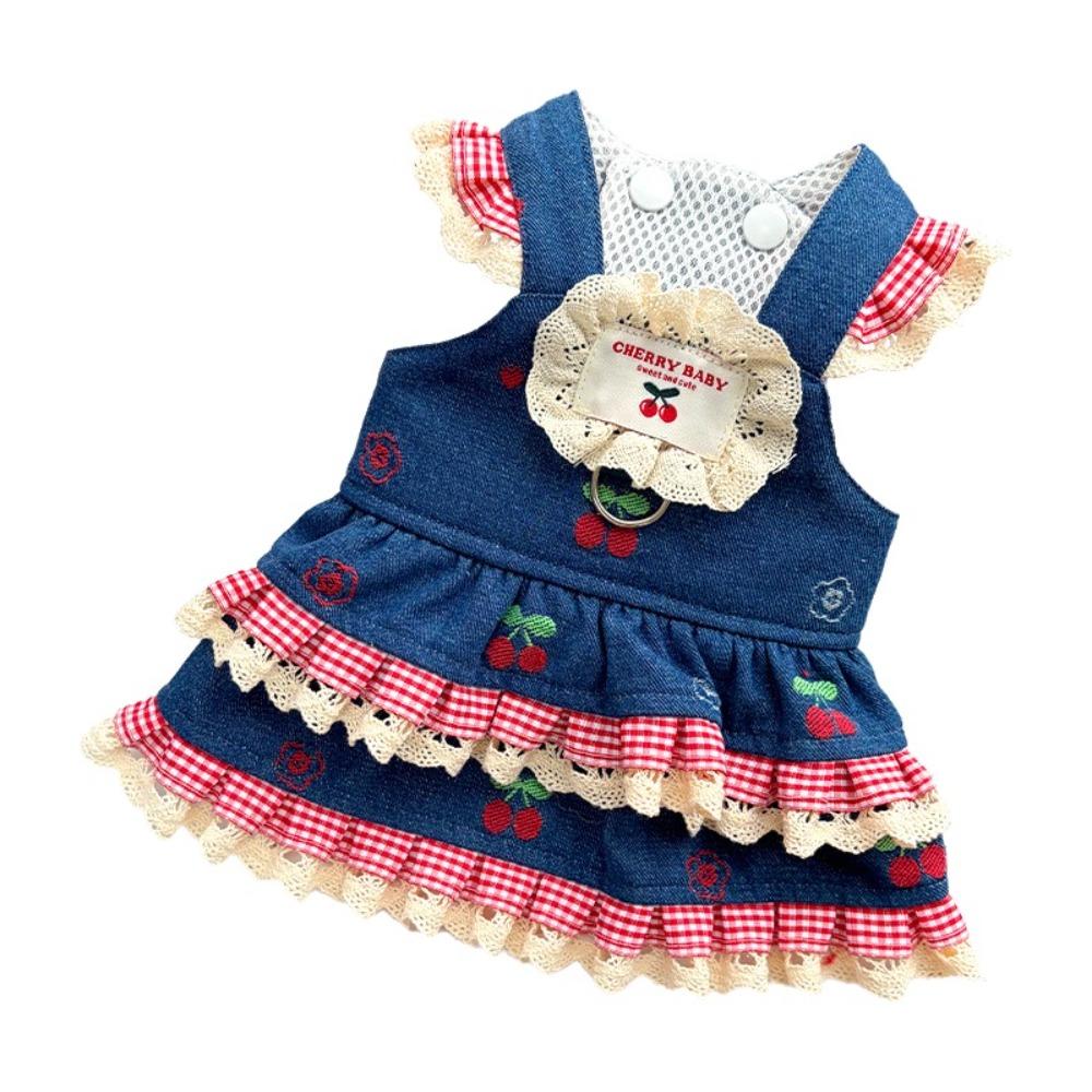 Breathable Mesh Pet Dog Skirt Suspender Dress Cat Clothes Chic Apparel Dog Denim Dress  Small Dogs