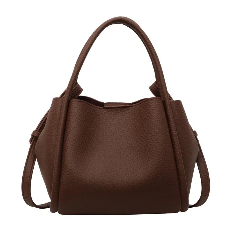 Taška z PU kůže se vzorem Litchi pro ženy Neformální taška Univerzální taška přes rameno Jednobarevná vysoce kvalitní móda