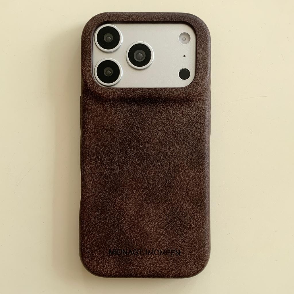 Autumn Winter Advand Solid Color Leather Letter Shockproof Protective Phone Cover Case for iPhone 17 16 15 14 Pro Max