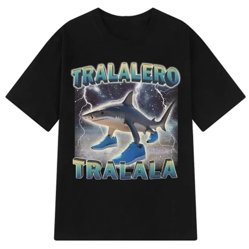 Italiano Brainrot Tralalero Tralala Tung Tung Tung Sahur Bombardiro Coccodrillo Maglietta Meme Divertente Uomo Donna Magliette di Cotone Y2k Top