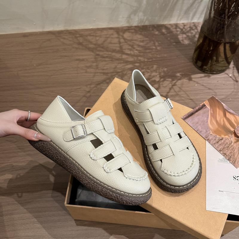 

Белые сандалии с большой головой, уродливые, но милые, женские, лето 2025, новые, с закрытым носком, с перфорацией, универсальные полушлепанцы 40