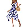 2026 new European and American women's clothing irregular kink dress spring and summer sleeveless printing waist fashion dress