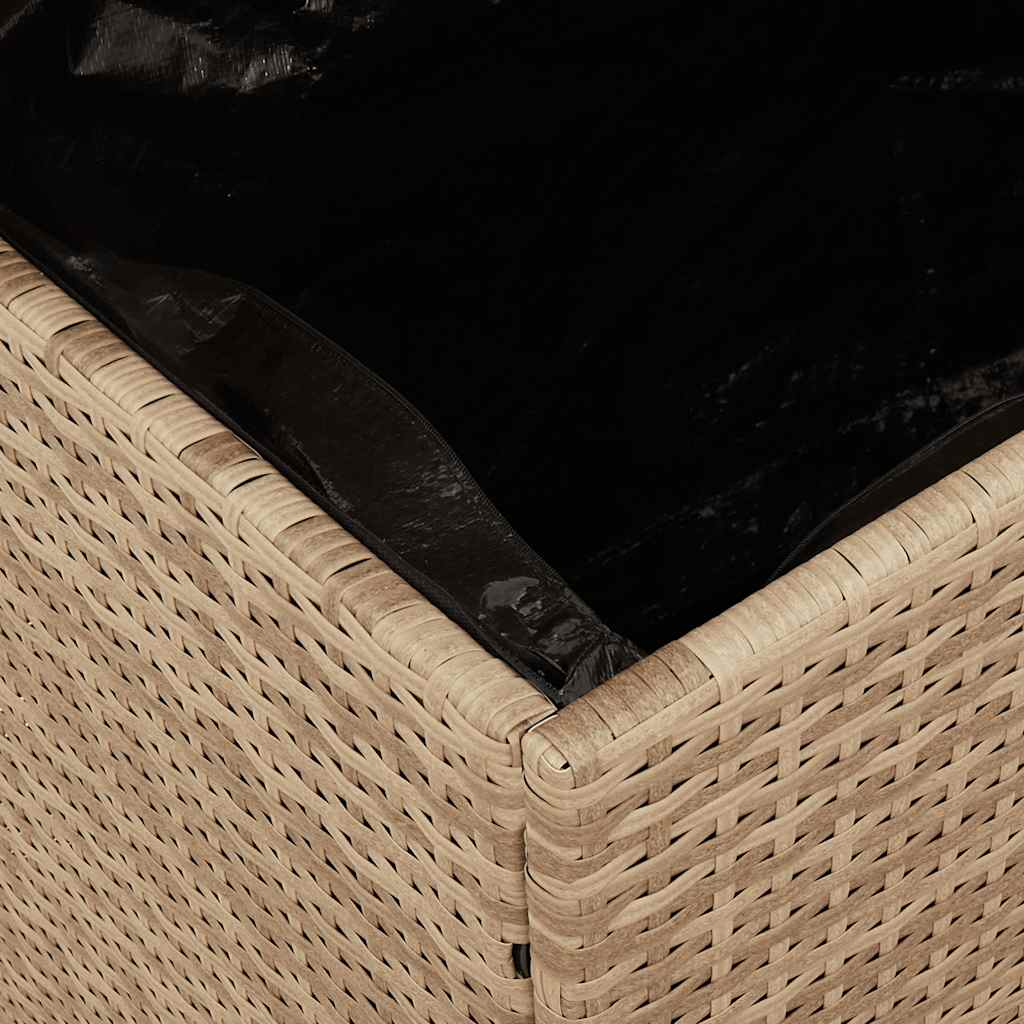 Garden Storage Box Beige 110x50x54 Cm Poly Rattan Acacia Wood