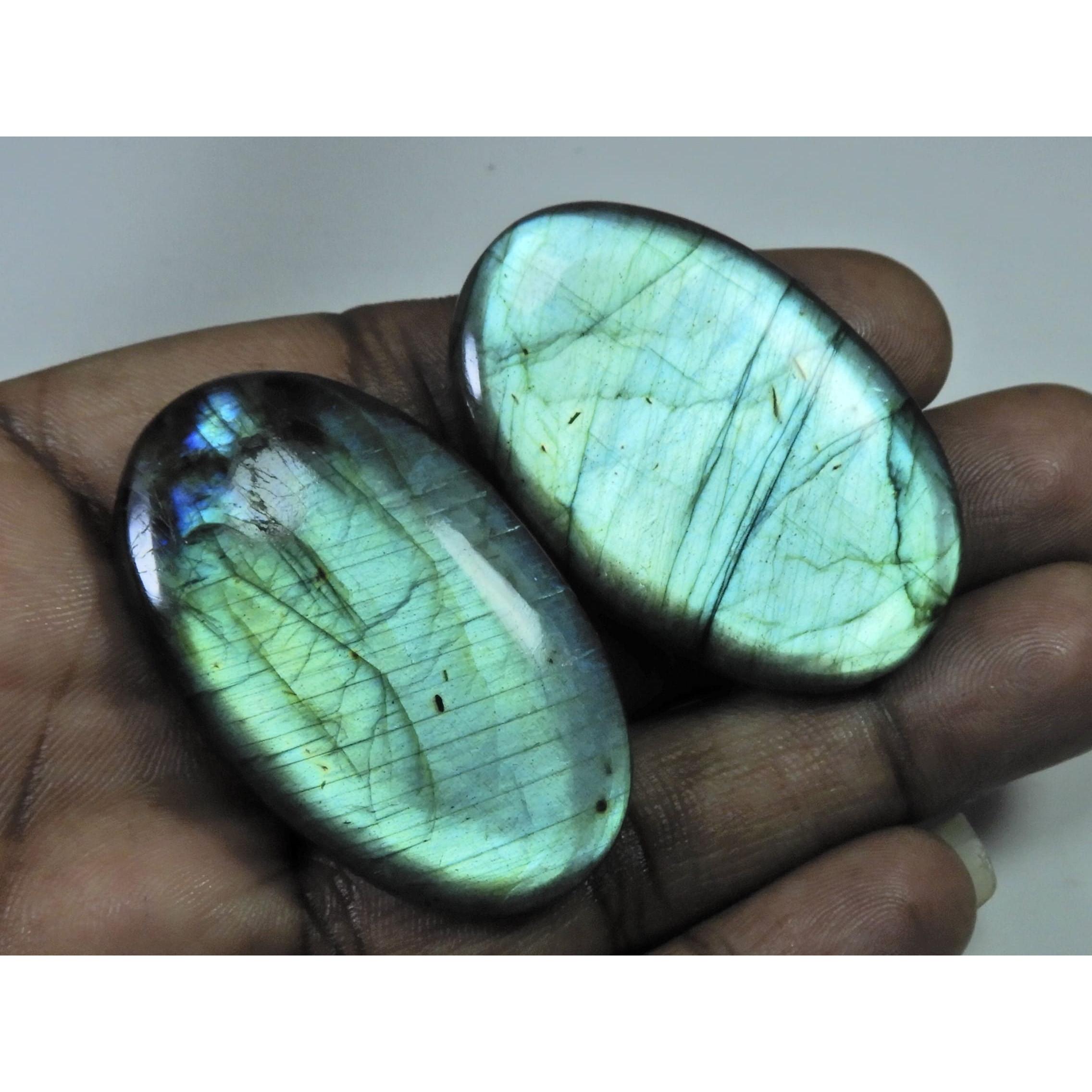 46-46 MM Natural Labradorite Multi Oval Cabochon Loose Gemstone 2 Pcs Lot D-216