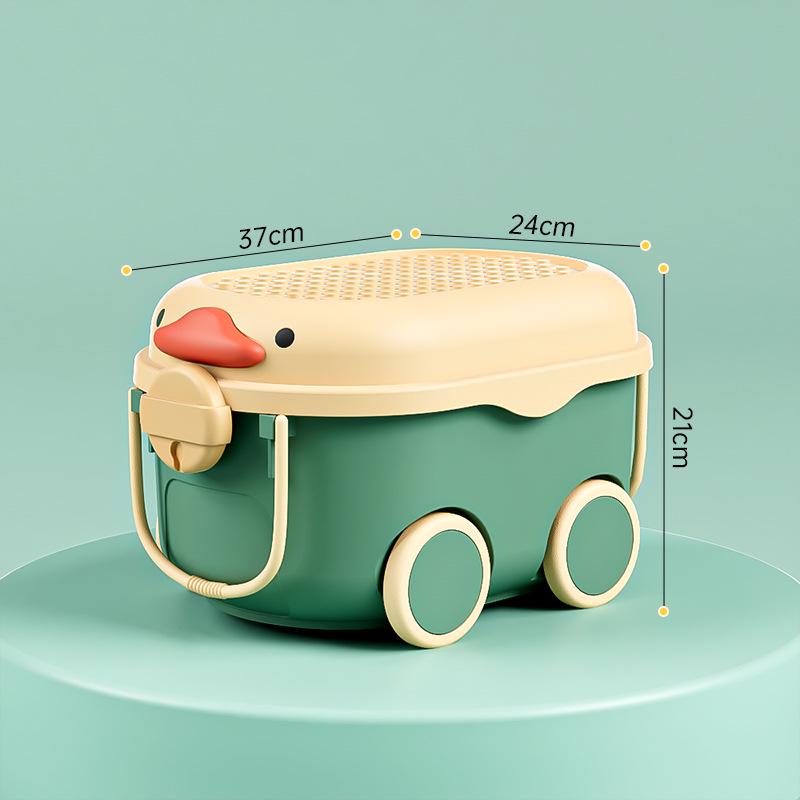 Children's Cartoon Storage Box with Wheels - Large Capacity Organizer for Toys, Clothes, and Snacks