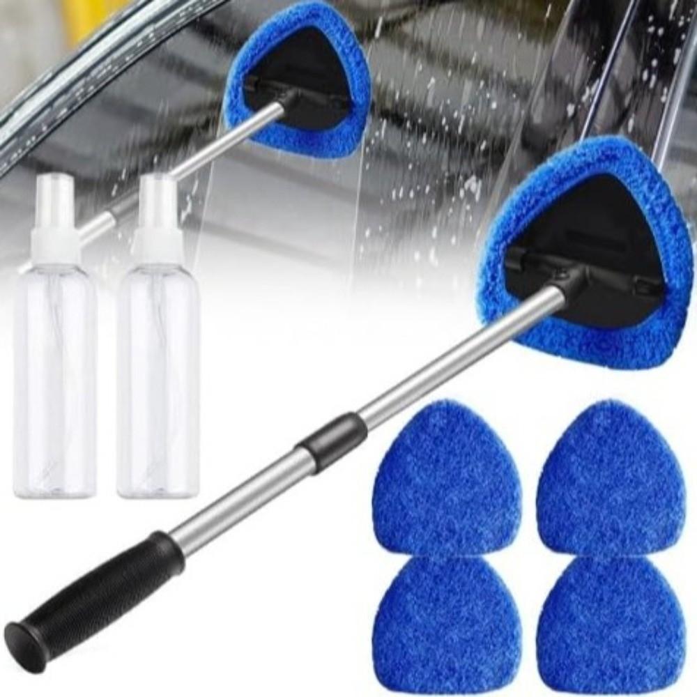 Extendable Windshield Cleaning Tool Reusable Microfiber Pads Wiper Brush  for Cars Trucks Home