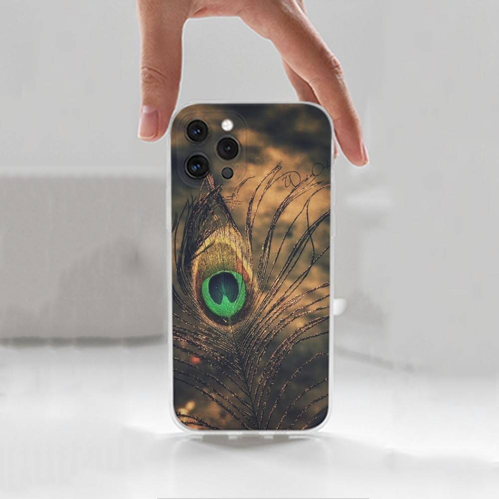 Peacock Feathers  For iPhone 16,13,12,11,17,14,15,Pro,Max,Plus,X,XS,XR,SE,Mini Transparent Soft silicone Case