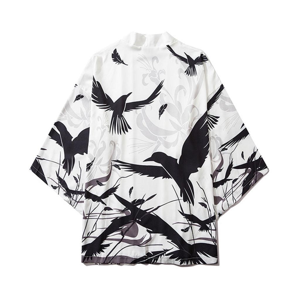 Summer Japanese Five Point Sleeves Kimono Mens And Womens Cloak Jacke Top Blouse