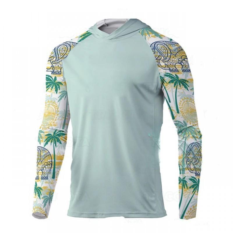 UPF50 + Outdoor Sunscreen Fishing Clothes Ice Silk Light Breathable Cool Quick-drying T-shirt Hooded