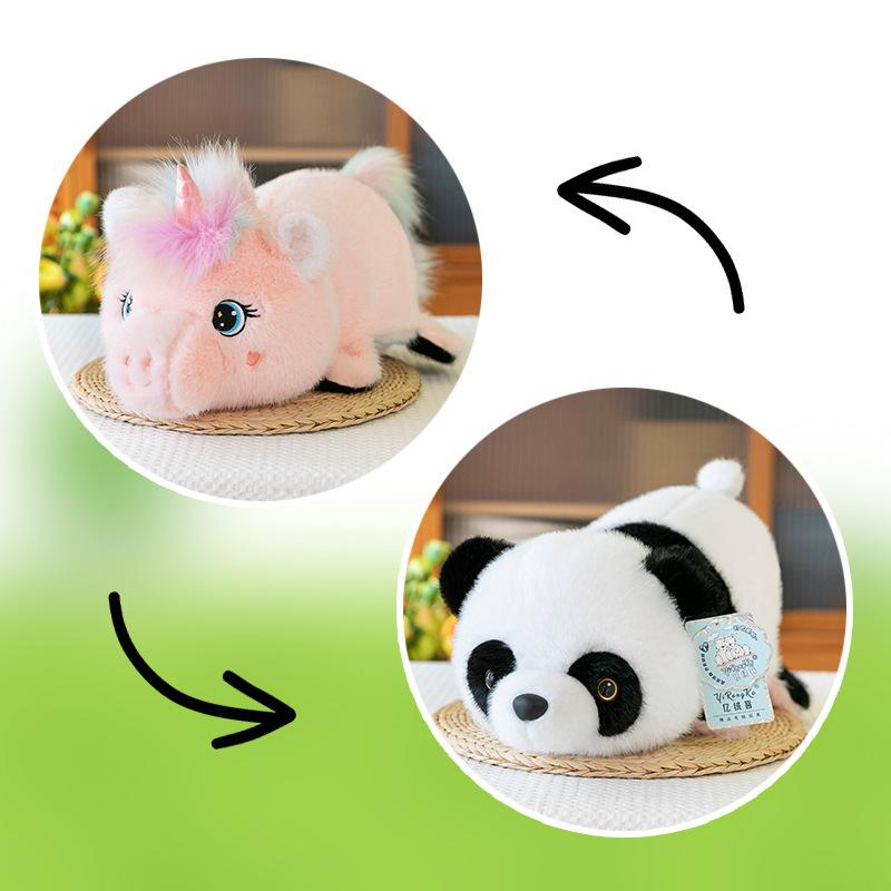 New Creative Flip Panda Turned Into Unicorn Strawberry Bear Doll Children's Accompanying Doll Plush Toy Gift