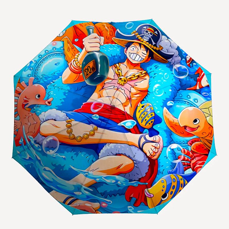 

1PC One Piece Luffy Print Umbrella, Featuring Automatic Folding, And Shielding. This Sturdy And Durable Umbrella with Eight Ribs Is Convenient for Out